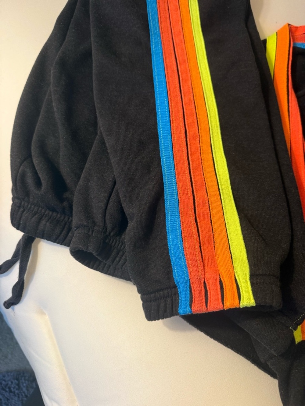 Aviator Nation Black with Neon Stripe Sweatshirt & Sweatpants Set Like New! S/M - Picture 2 of 4